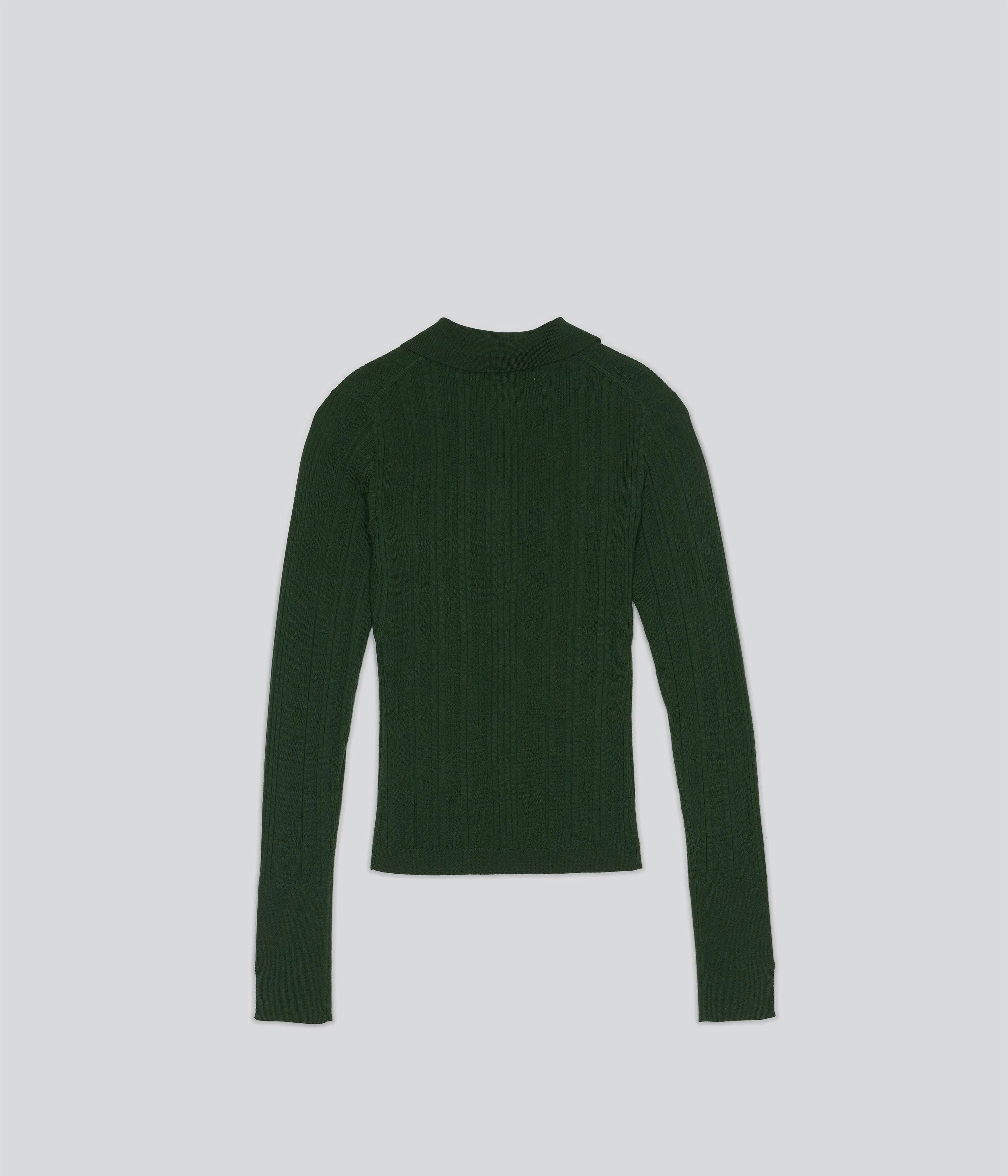 RIBBED KNIT POLO IN PINE