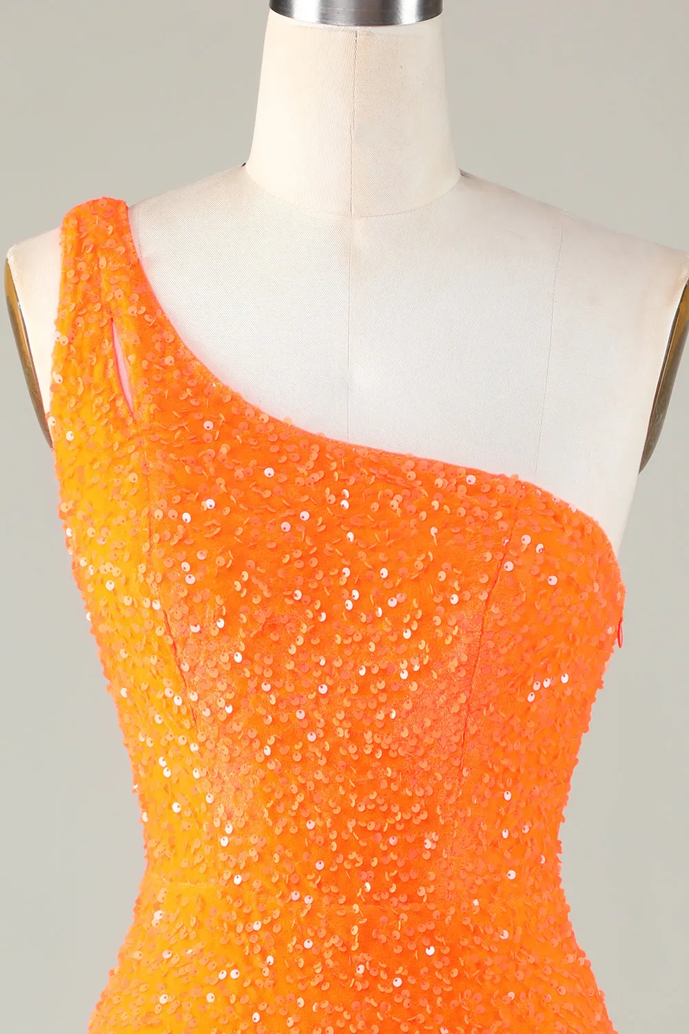 Royal Blue One Shoulder Sequins Tight Beading Short Homecoming Dress