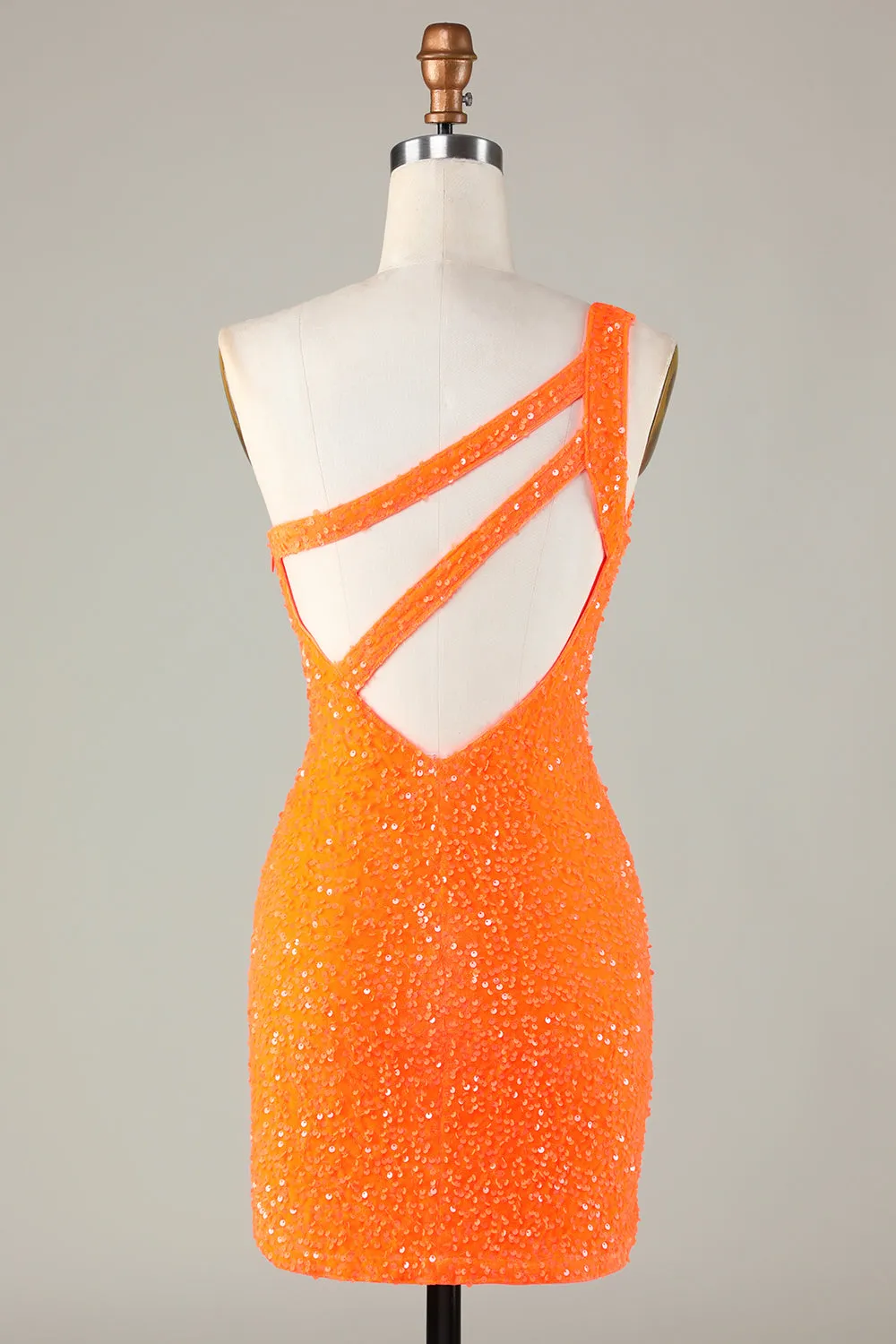 Royal Blue One Shoulder Sequins Tight Beading Short Homecoming Dress