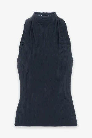 Sabrina Haltered Zip Tank in Navy