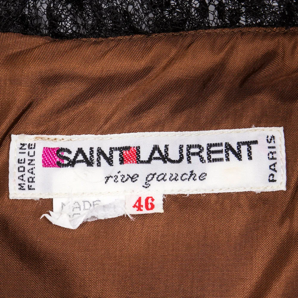 Saint Laurent 1980's Lacey Black Ribbon & Sequin Party Dress