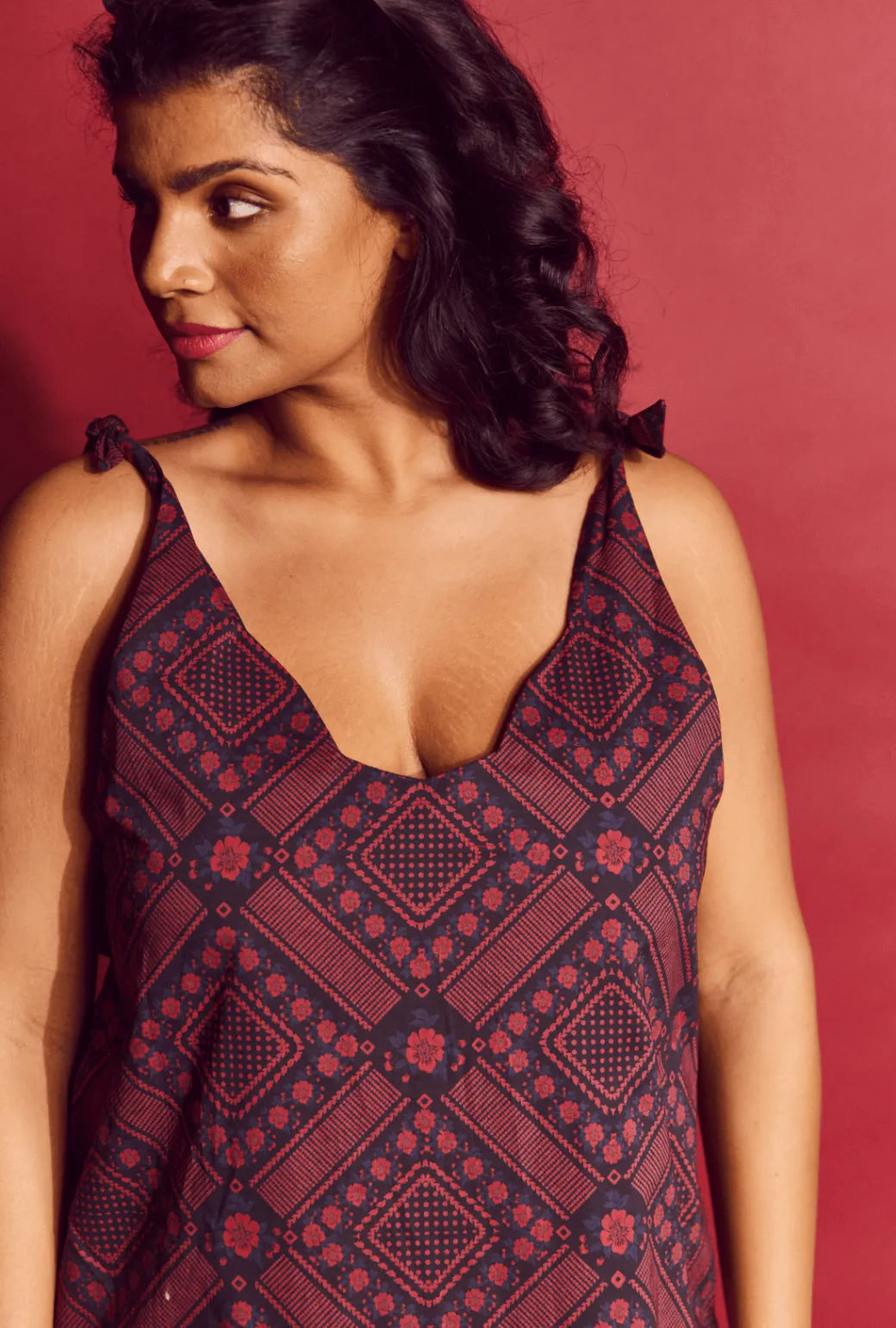 SAMPLE - Tie Tank Dress - MAXI - Indigo Floral