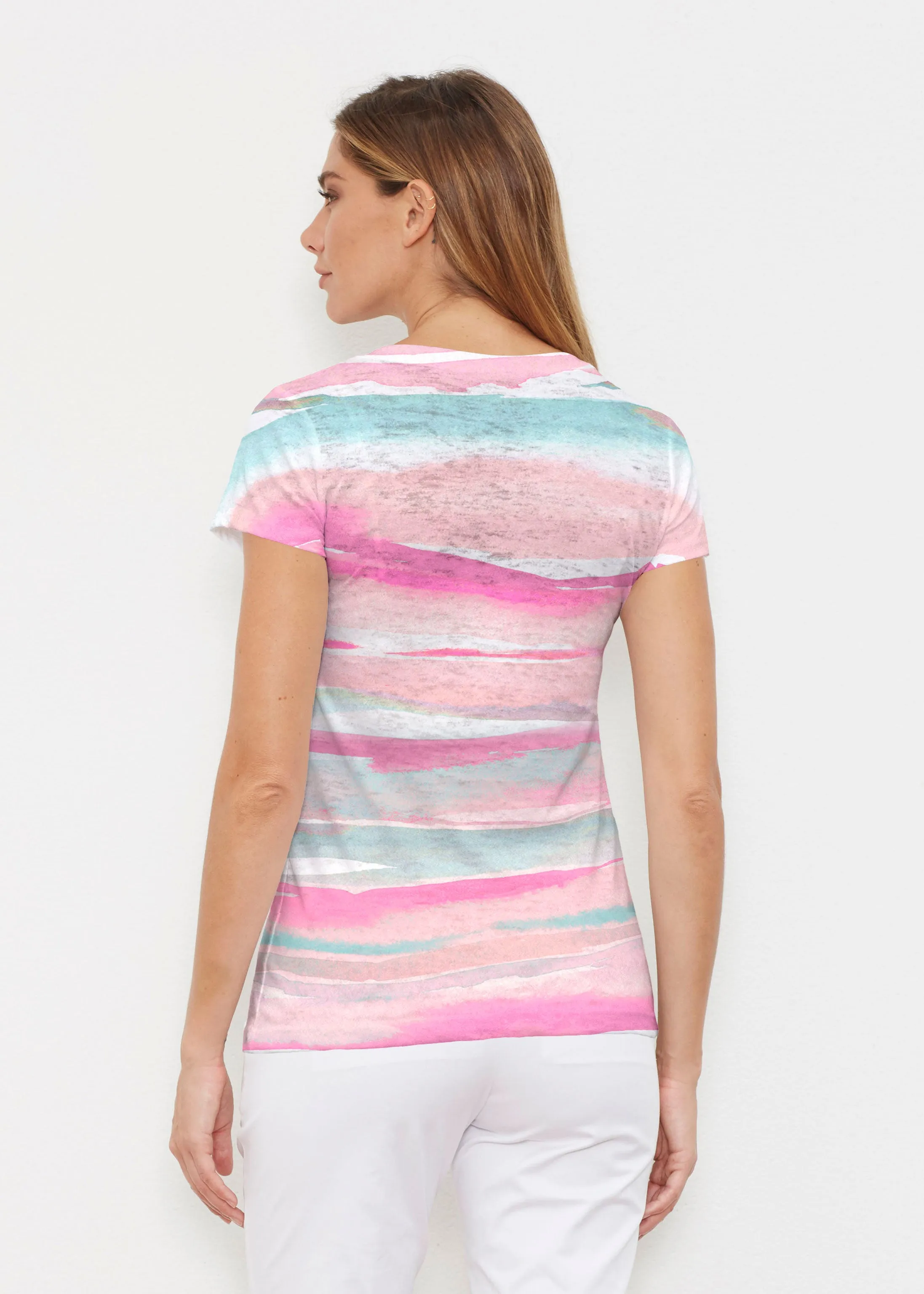Sand Dunes Pink (16250) ~ Signature Cap Sleeve V-Neck Shirt