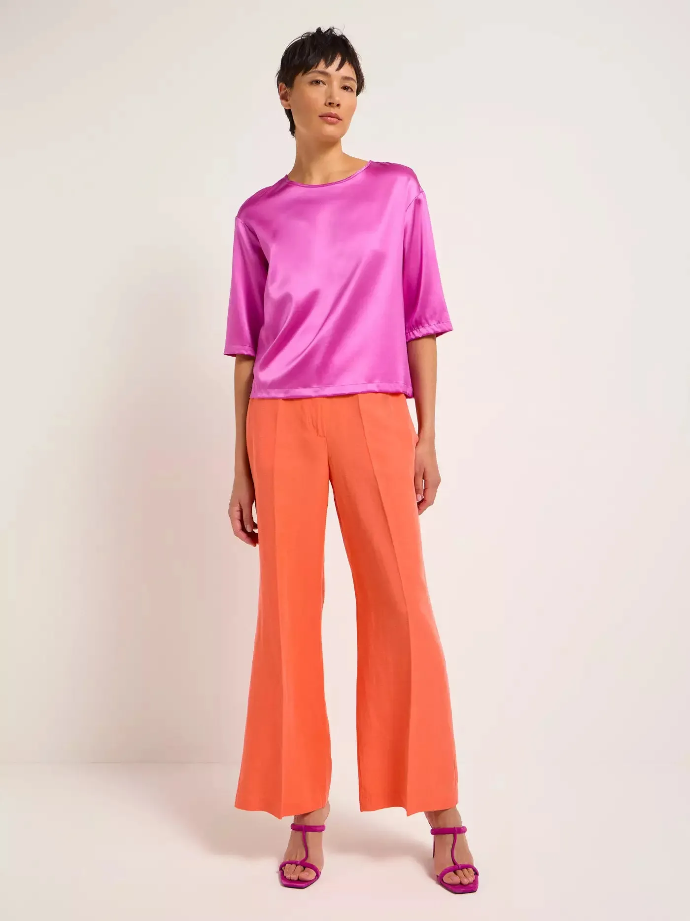 satin silk blouse in bloom