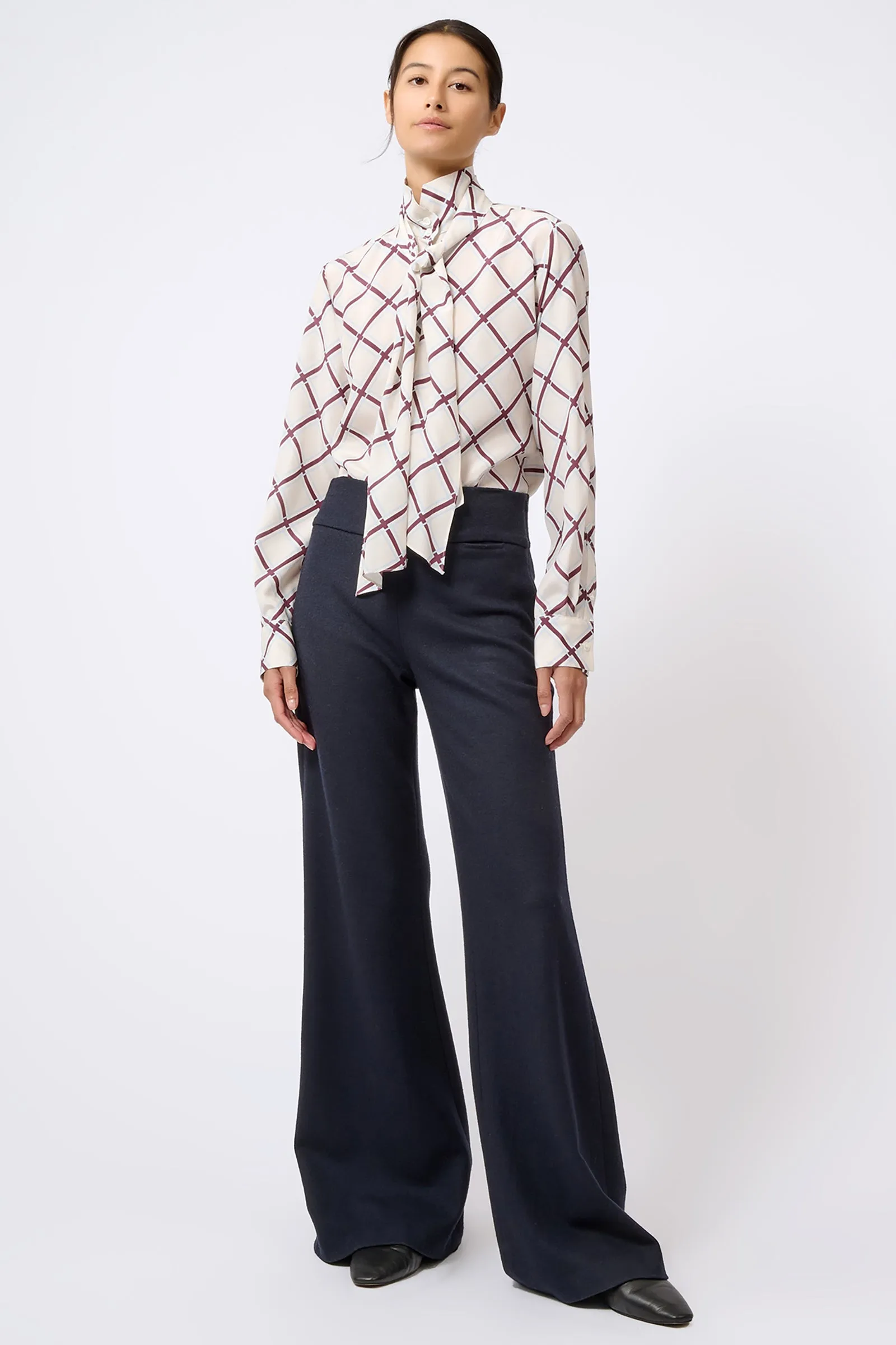 Scarf Tie Blouse - Diagonal Print