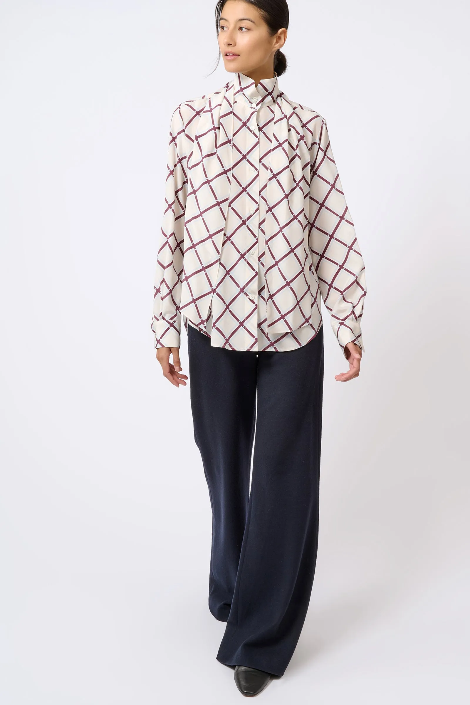 Scarf Tie Blouse - Diagonal Print