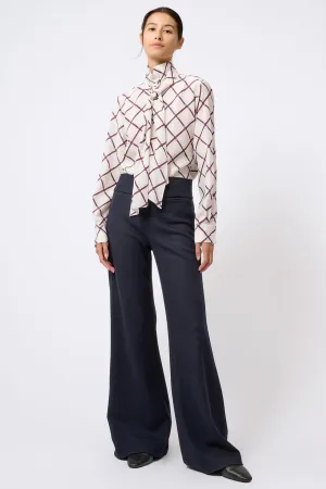 Scarf Tie Blouse - Diagonal Print