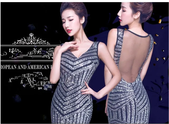 Sequined Lace Party gowns Long Evening Dress