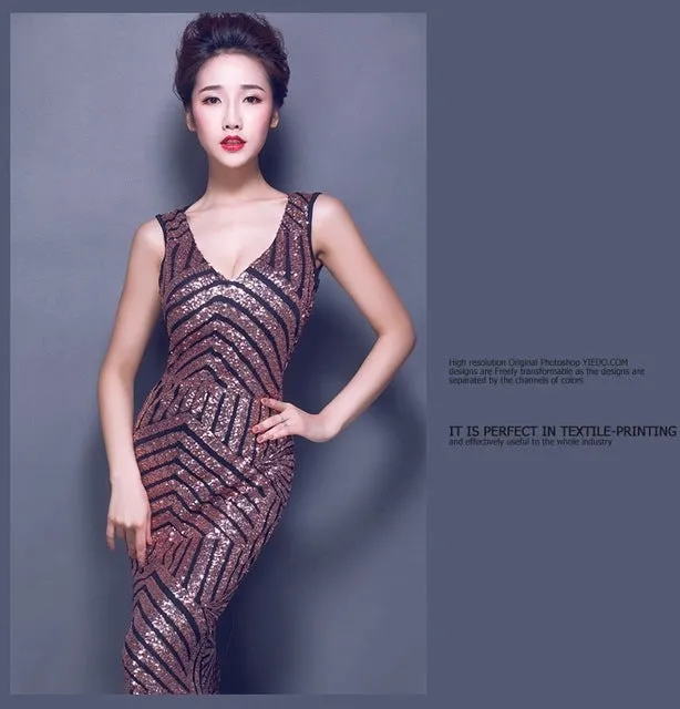 Sequined Lace Party gowns Long Evening Dress