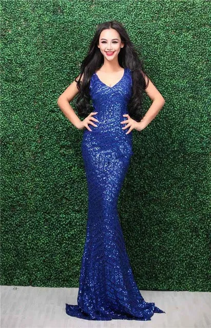 Sequined Lace Party gowns Long Evening Dress