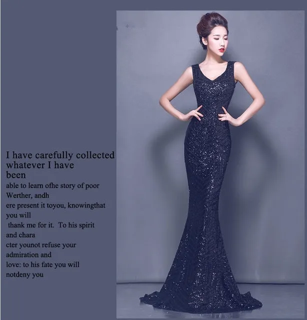 Sequined Lace Party gowns Long Evening Dress