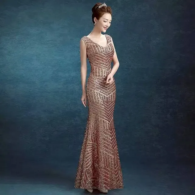 Sequined Lace Party gowns Long Evening Dress