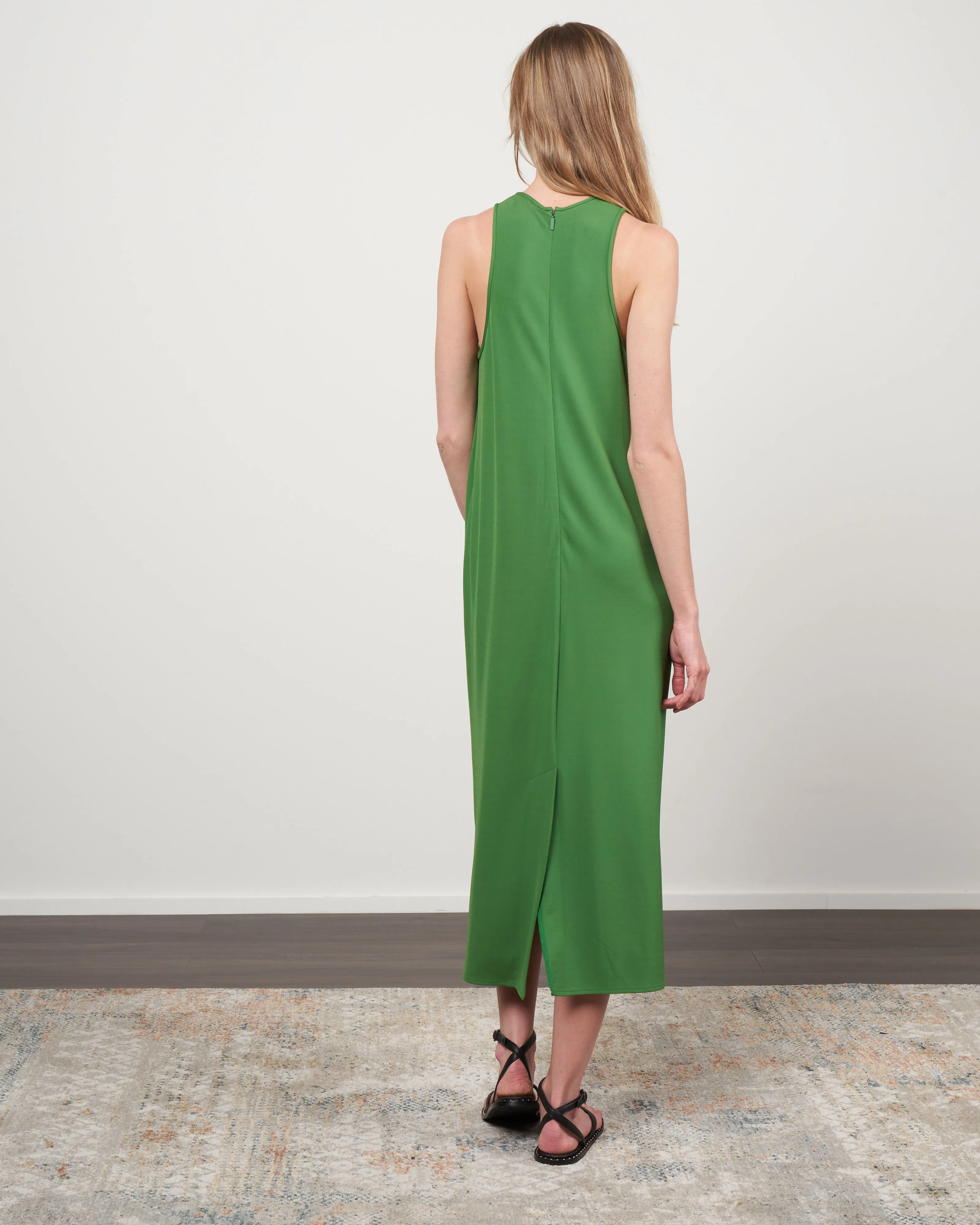 serpentine jersey tank dress - leaf green