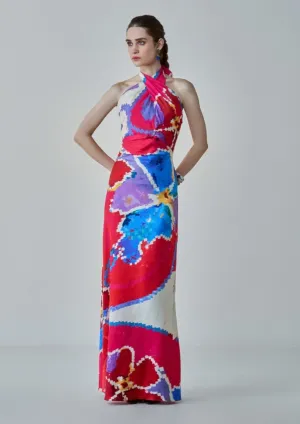 Shailee pink ikat halter dress