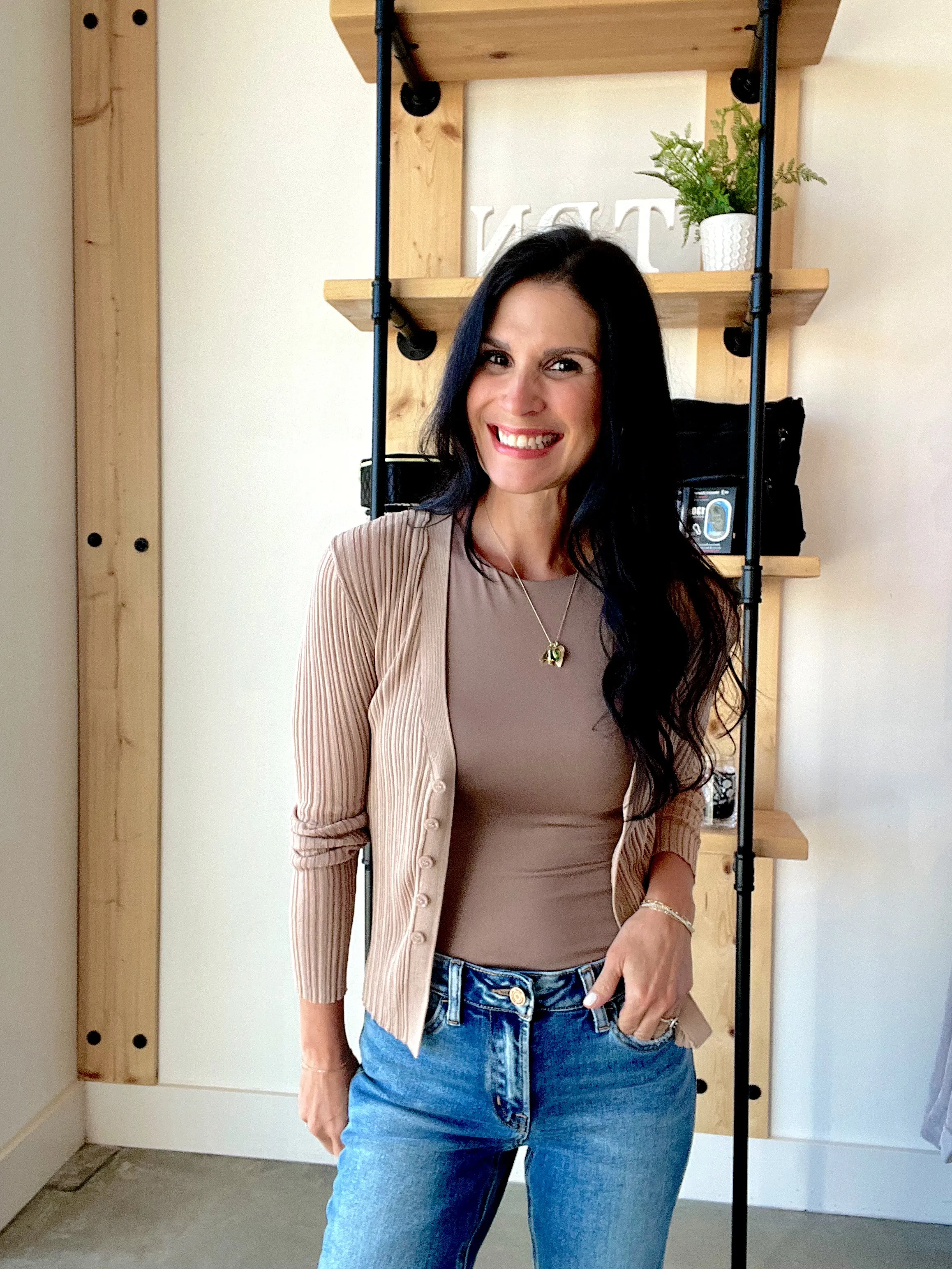 Sheer Knit Cardigan in Khaki