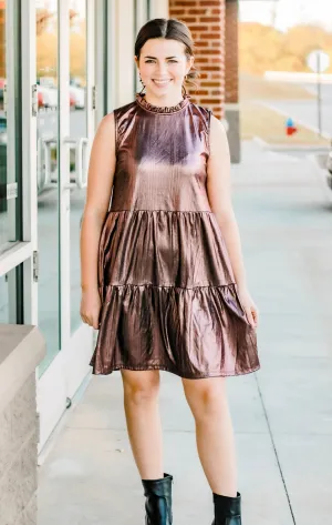 Shine On Metallic Tank Dress