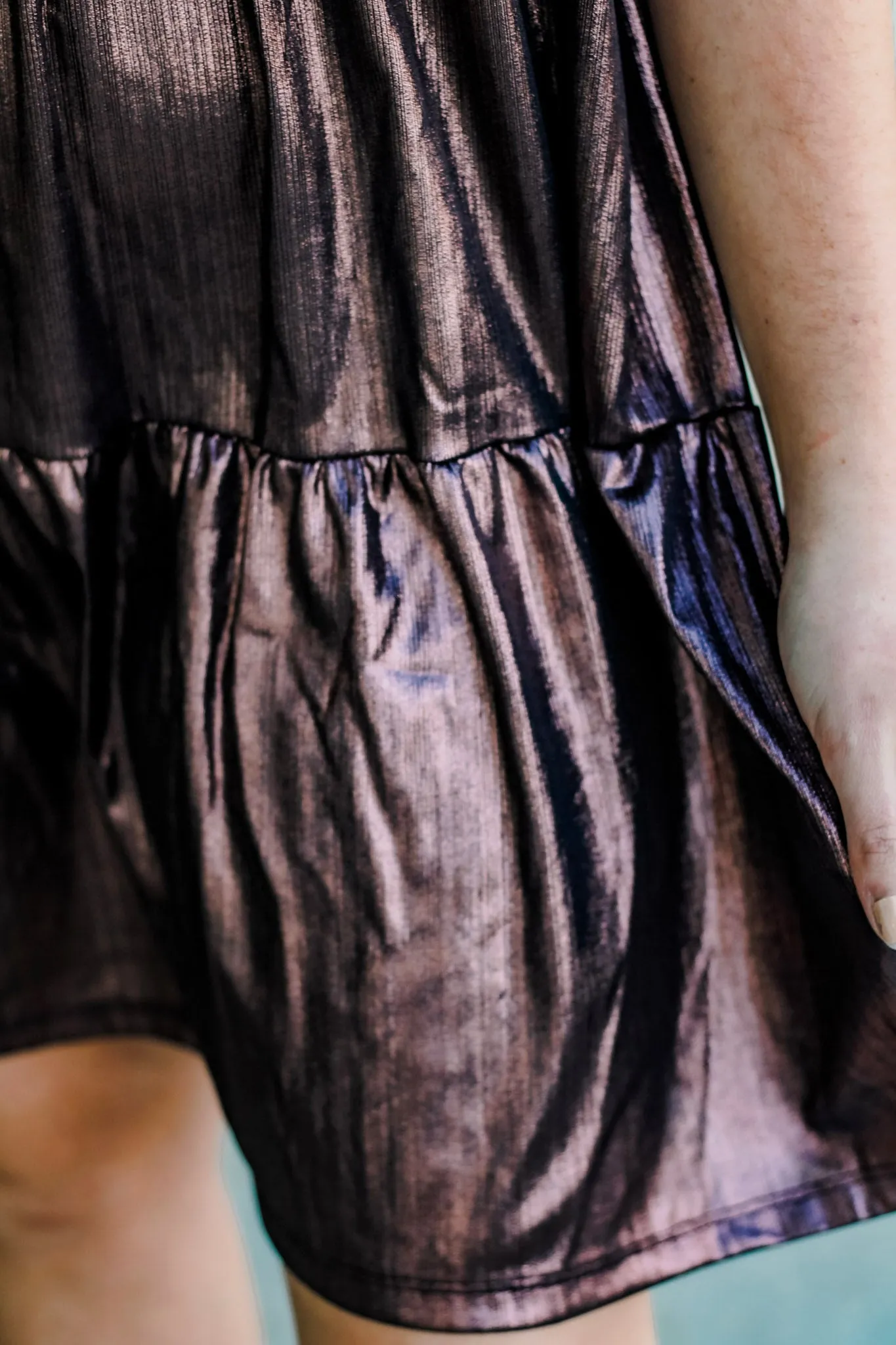 Shine On Metallic Tank Dress