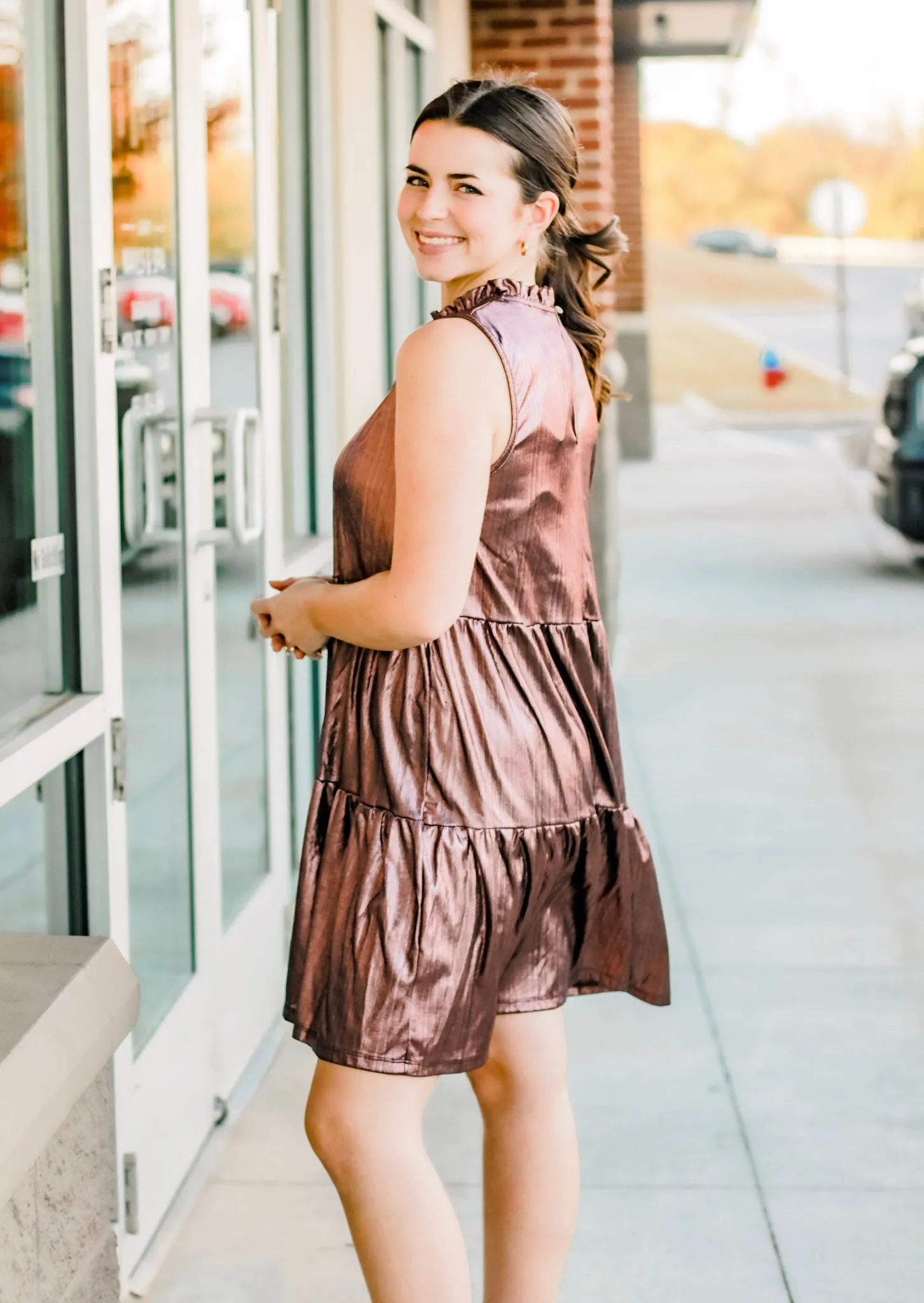 Shine On Metallic Tank Dress