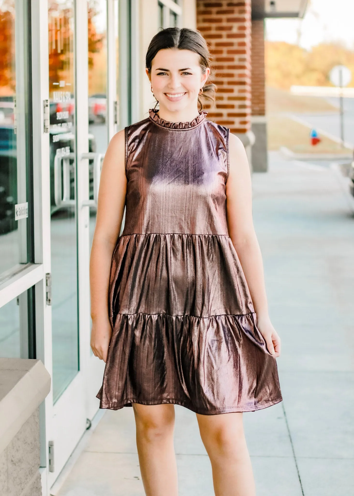 Shine On Metallic Tank Dress