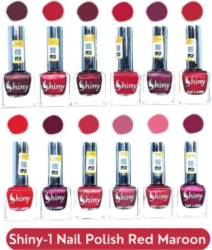 Shiny Red Maroon and Red Mix Nail Polish Shiny- 1 (Pack of 12, 9.9ML Each)