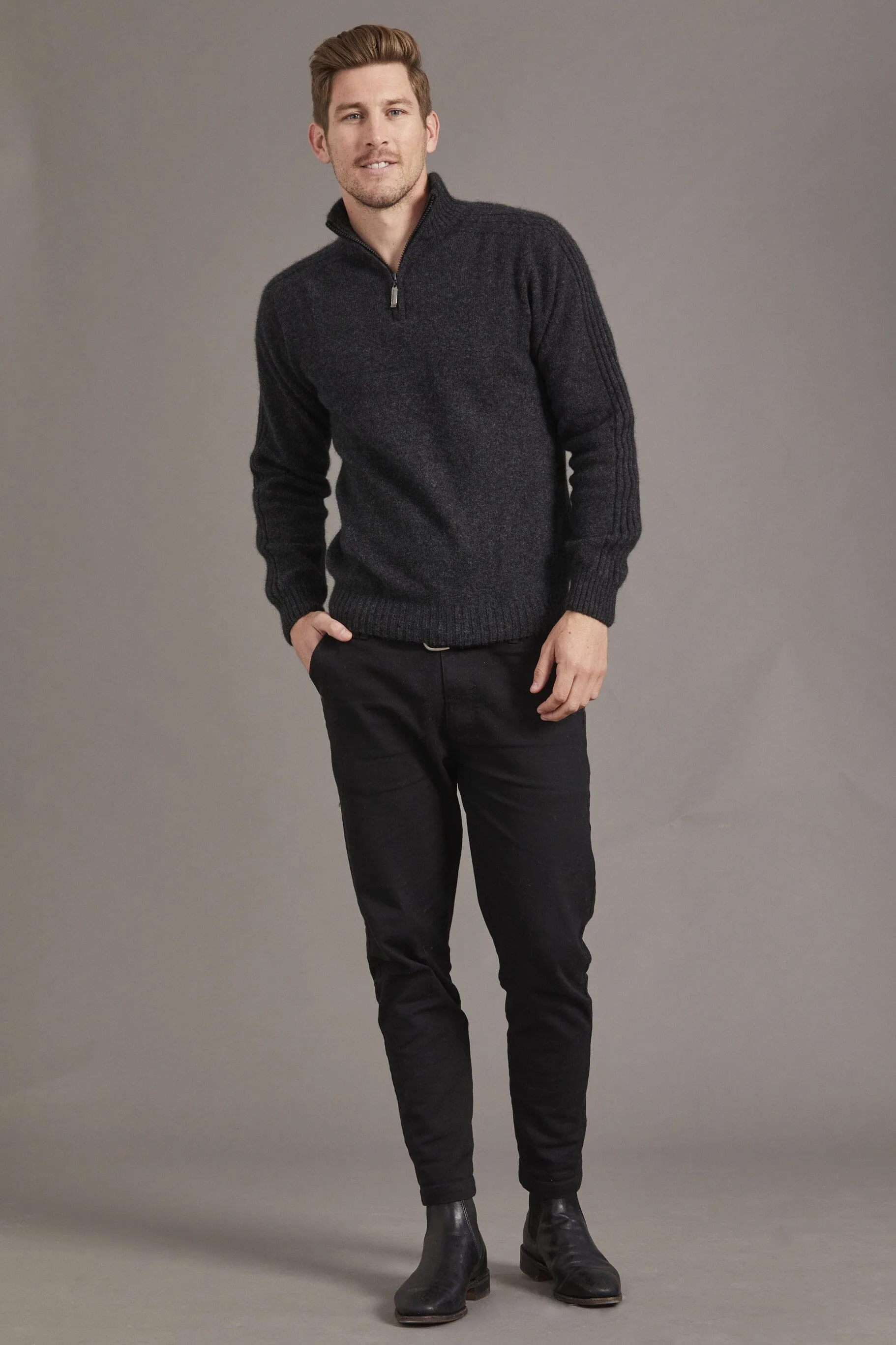 Short Zip Rib Sleeve Sweater McDonald