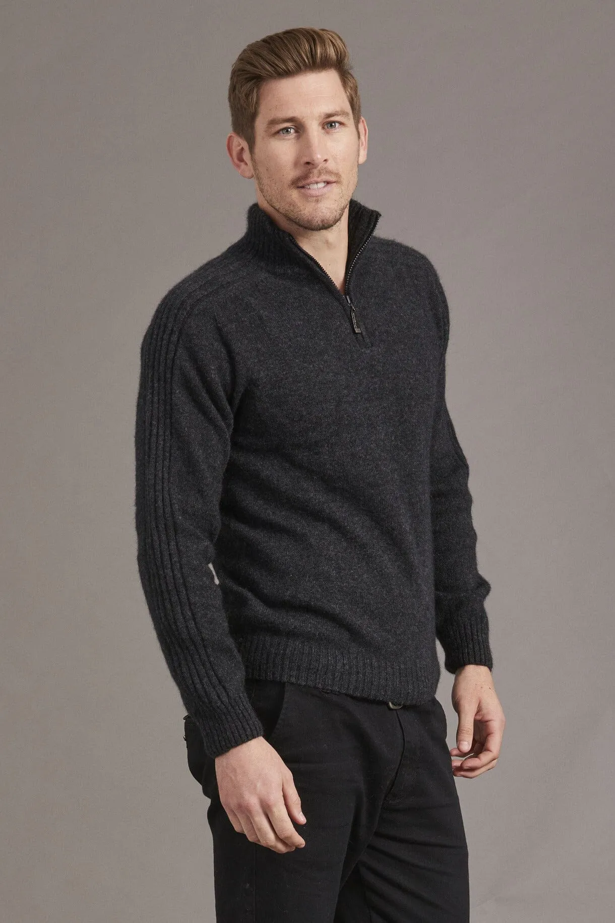 Short Zip Rib Sleeve Sweater McDonald