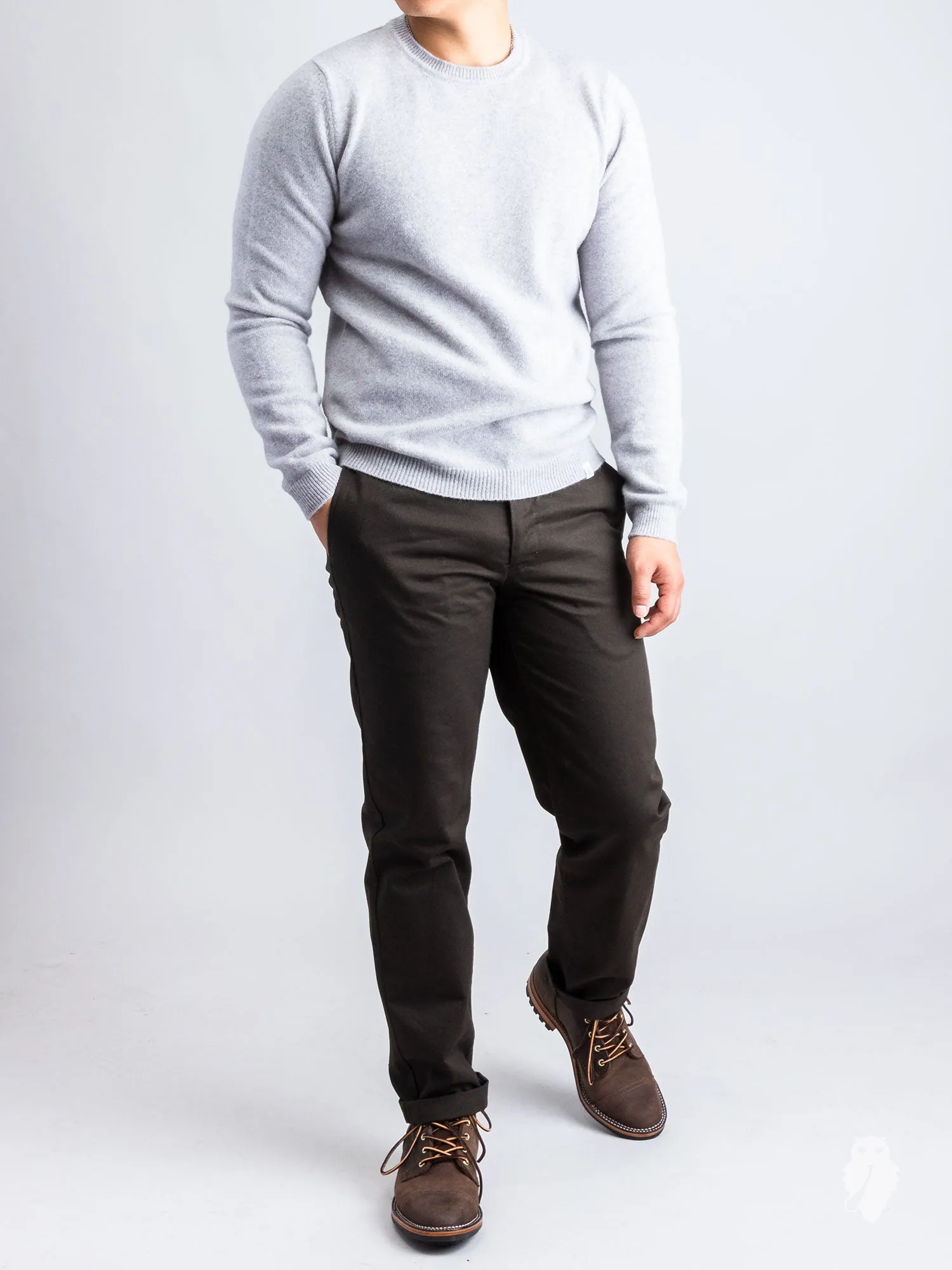 Sigfred Lambswool Sweater in Light Grey Melange