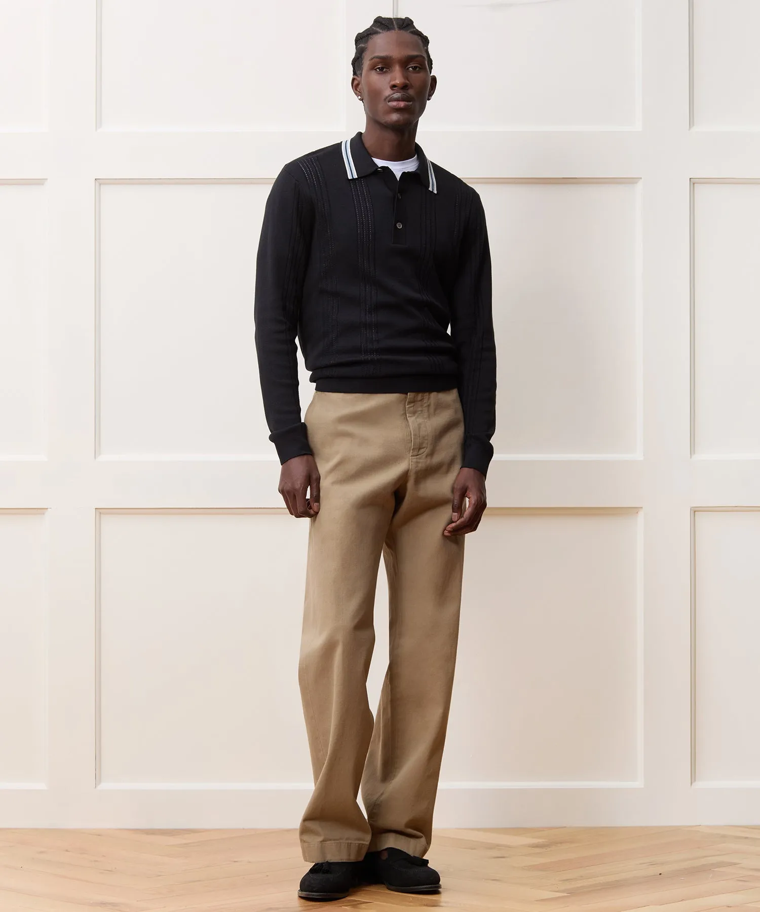 Silk-Cotton Tipped Sweater Polo