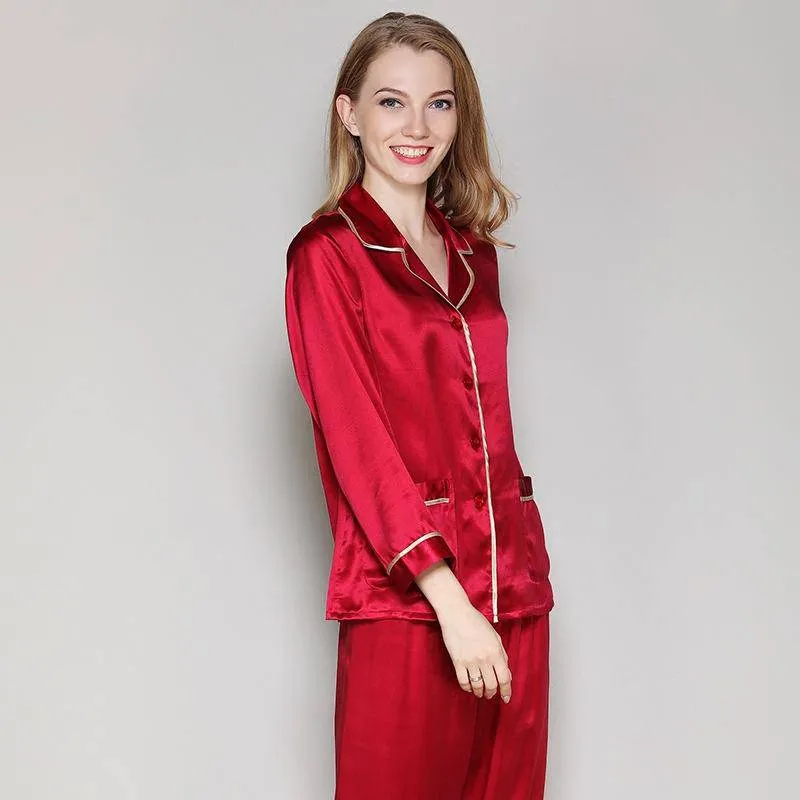 Silk Couple Pajamas Set Matching Pure Silk Pajamas