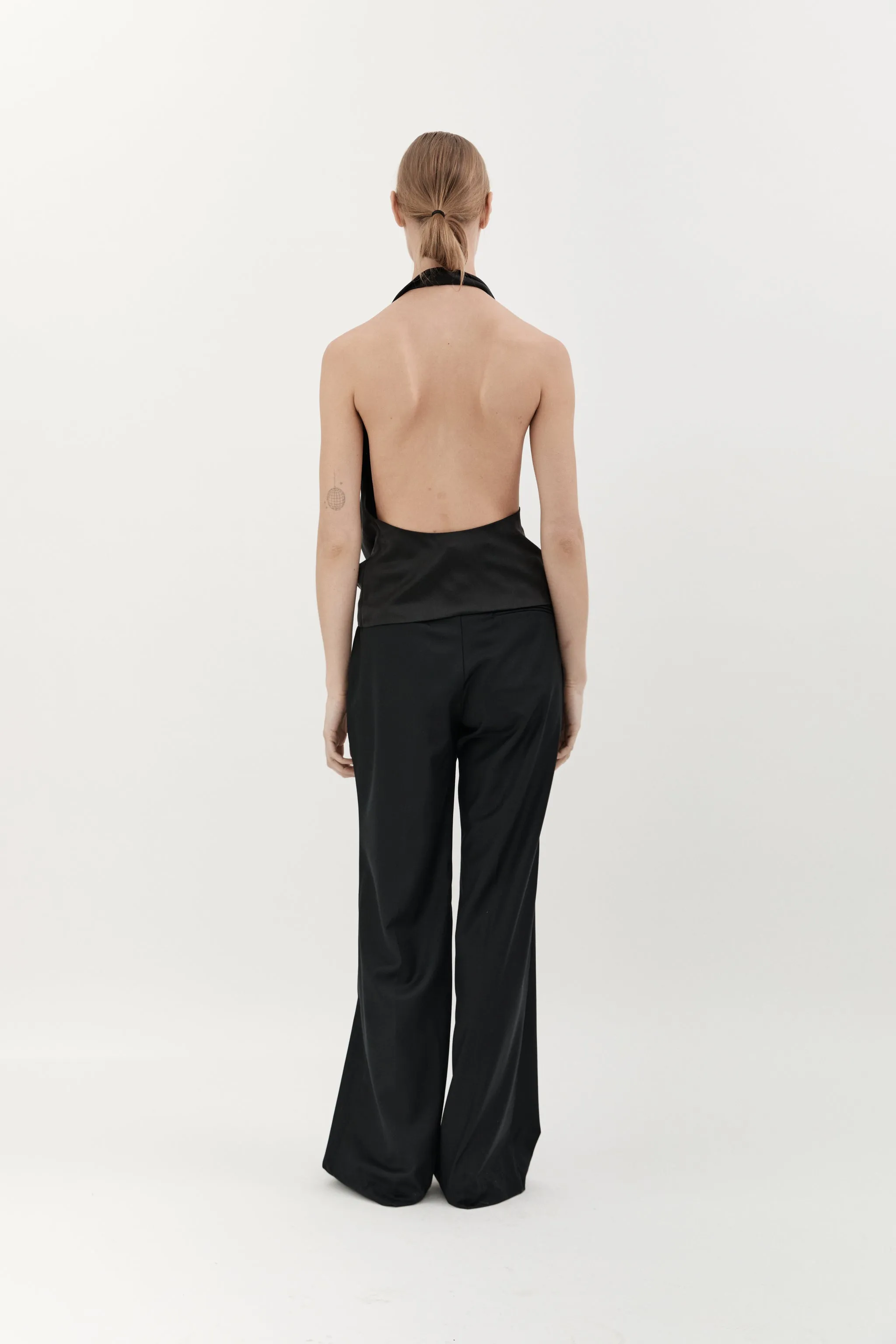 SILK COWL NECK TOP - BLACK