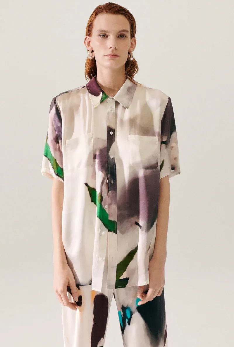 Silk Laundry - Short Sleeve Boyfriend Shirt Phosphate