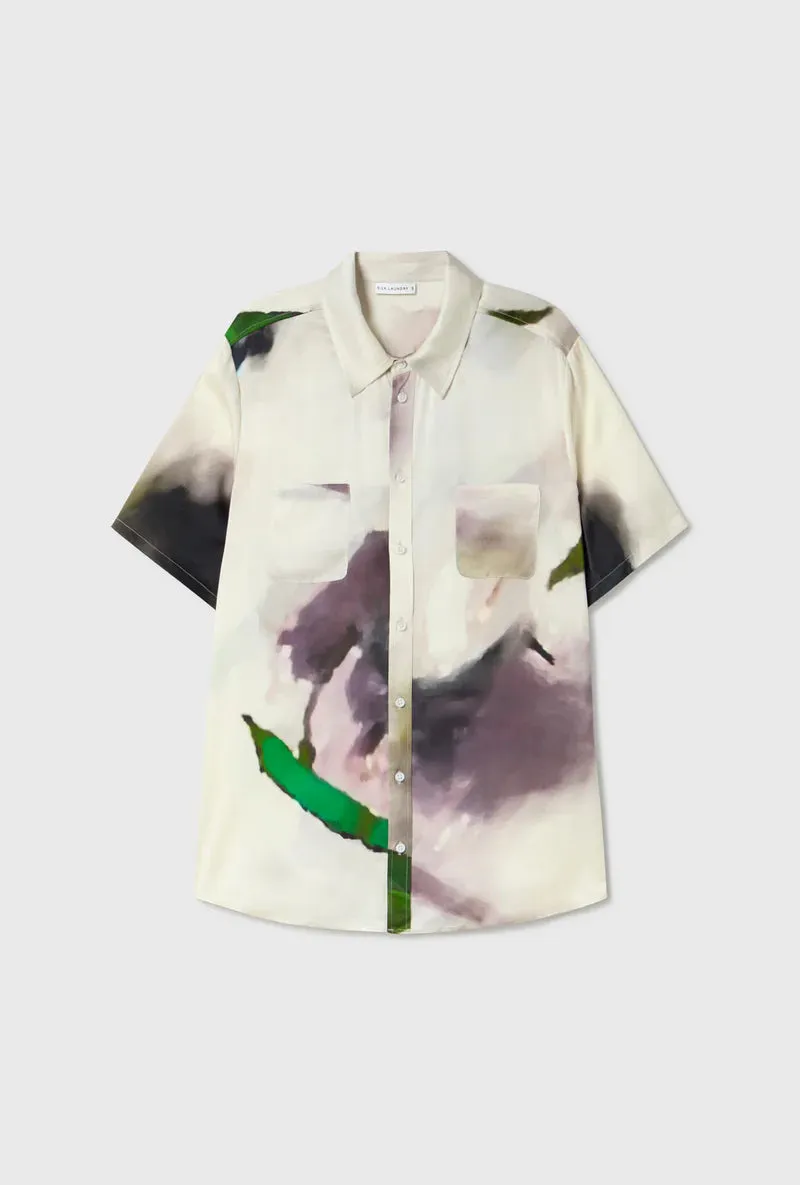 Silk Laundry - Short Sleeve Boyfriend Shirt Phosphate