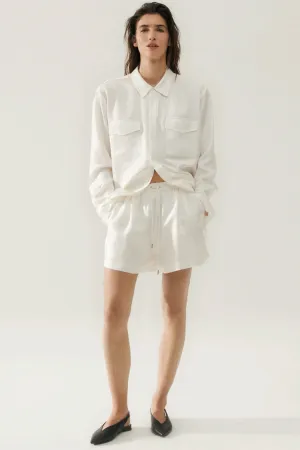 Silk Laundry Twill Boyfriend Shirt - White