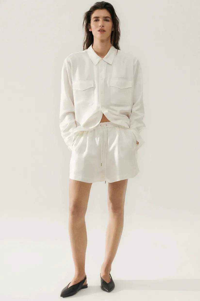 Silk Laundry Twill Boyfriend Shirt - White