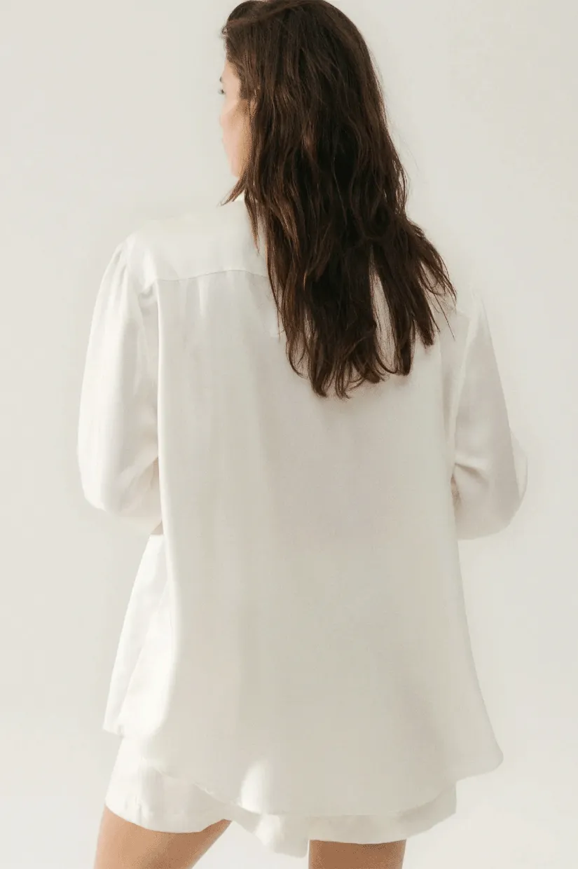 Silk Laundry Twill Boyfriend Shirt - White