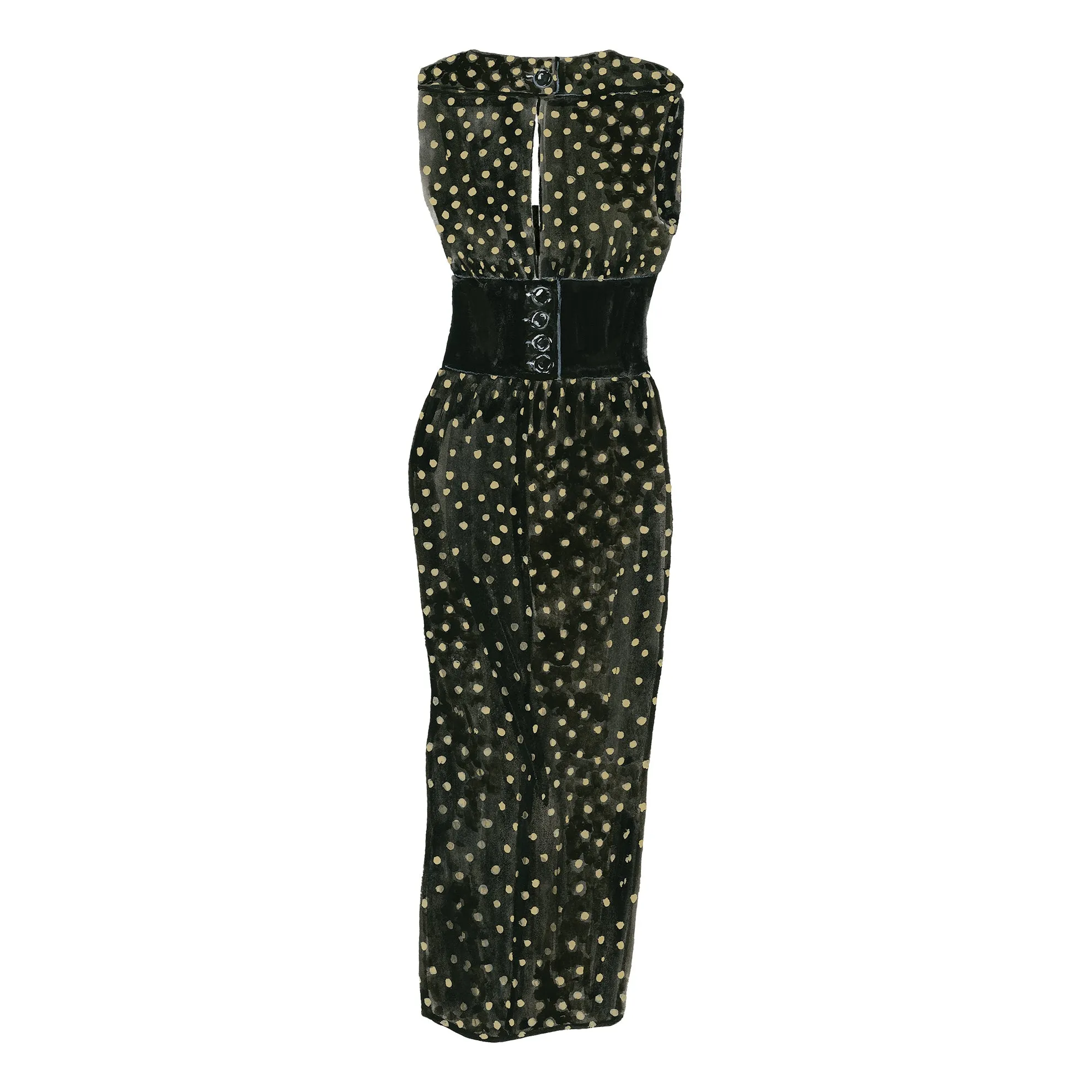 Silk Polka Dot Column Dress