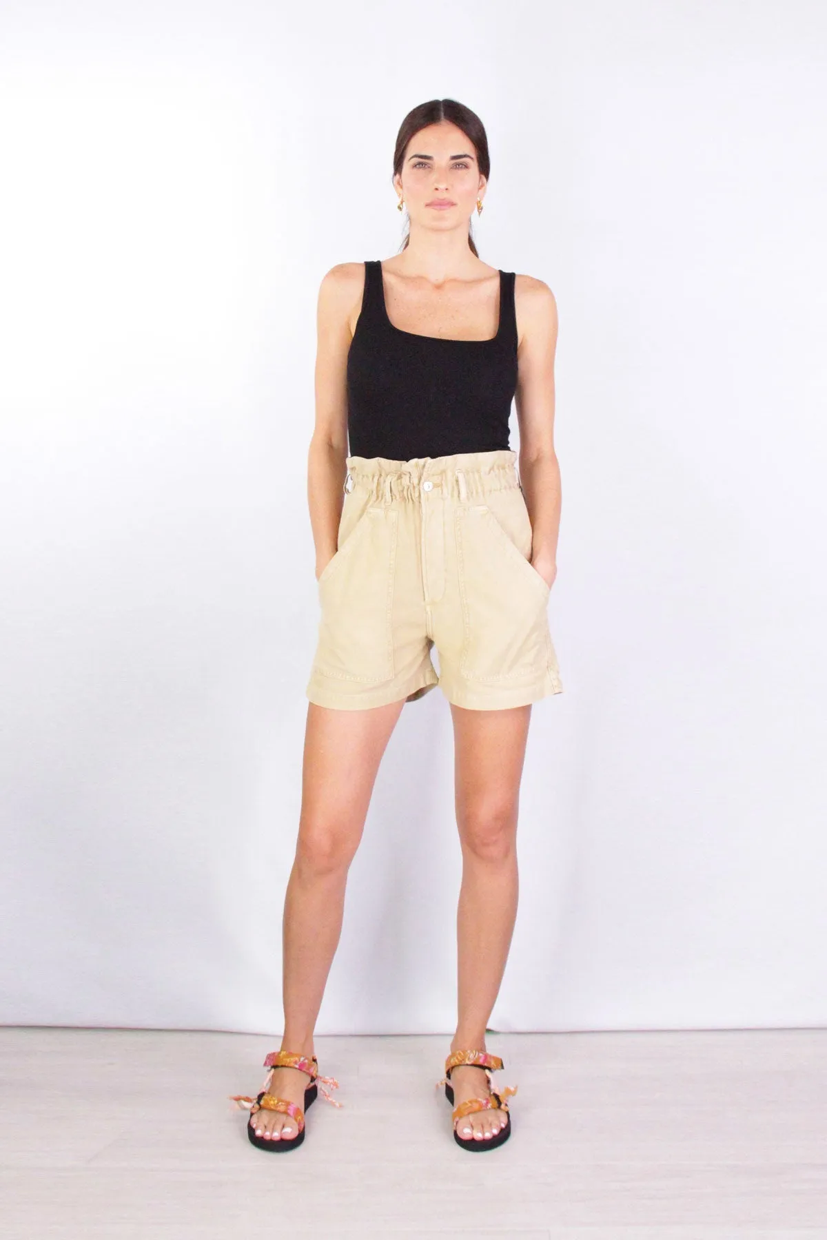 Silk Rib Square Neck Tank in Black