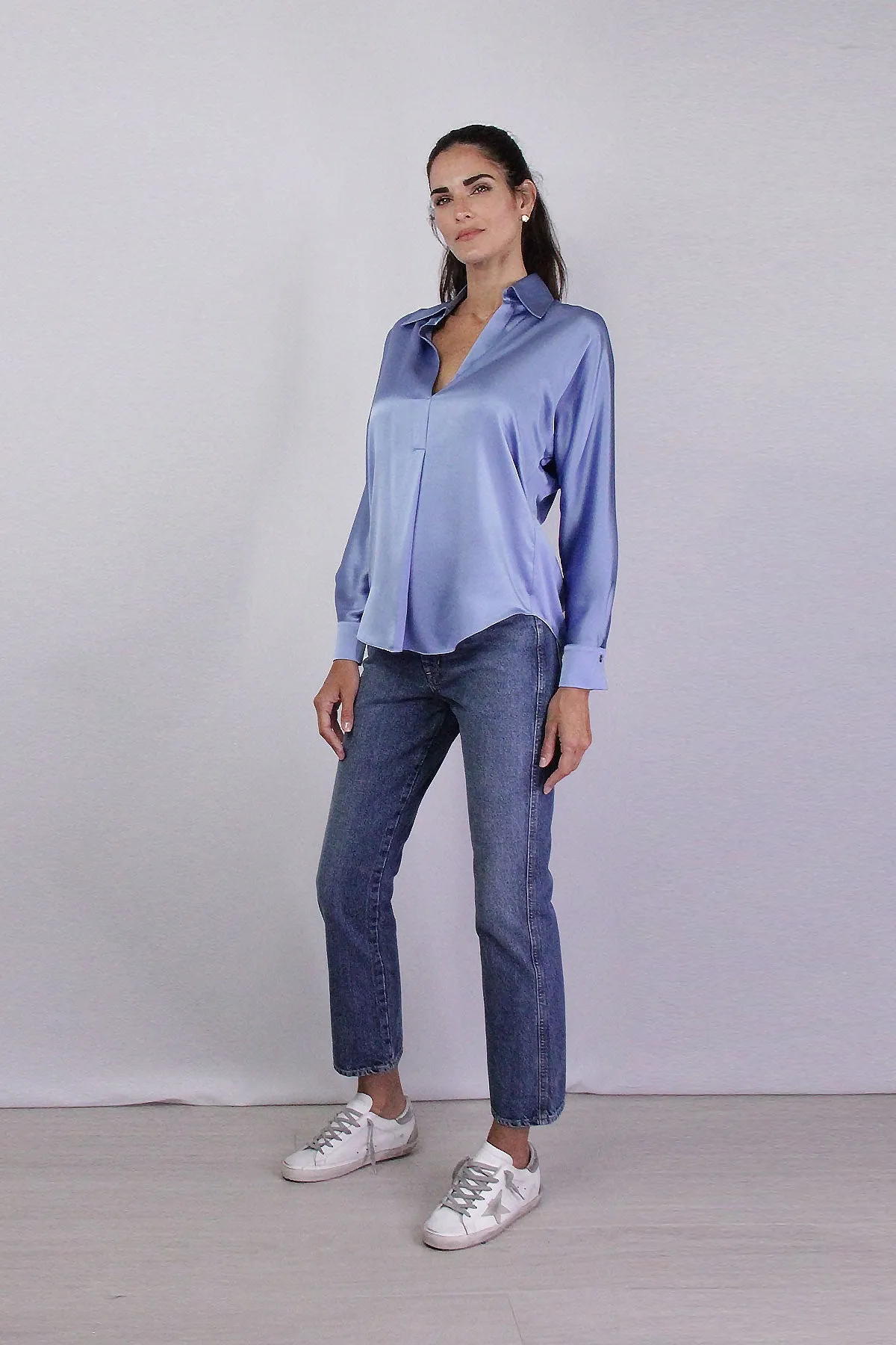 Silk Shaped Collar Popover in Kyanite