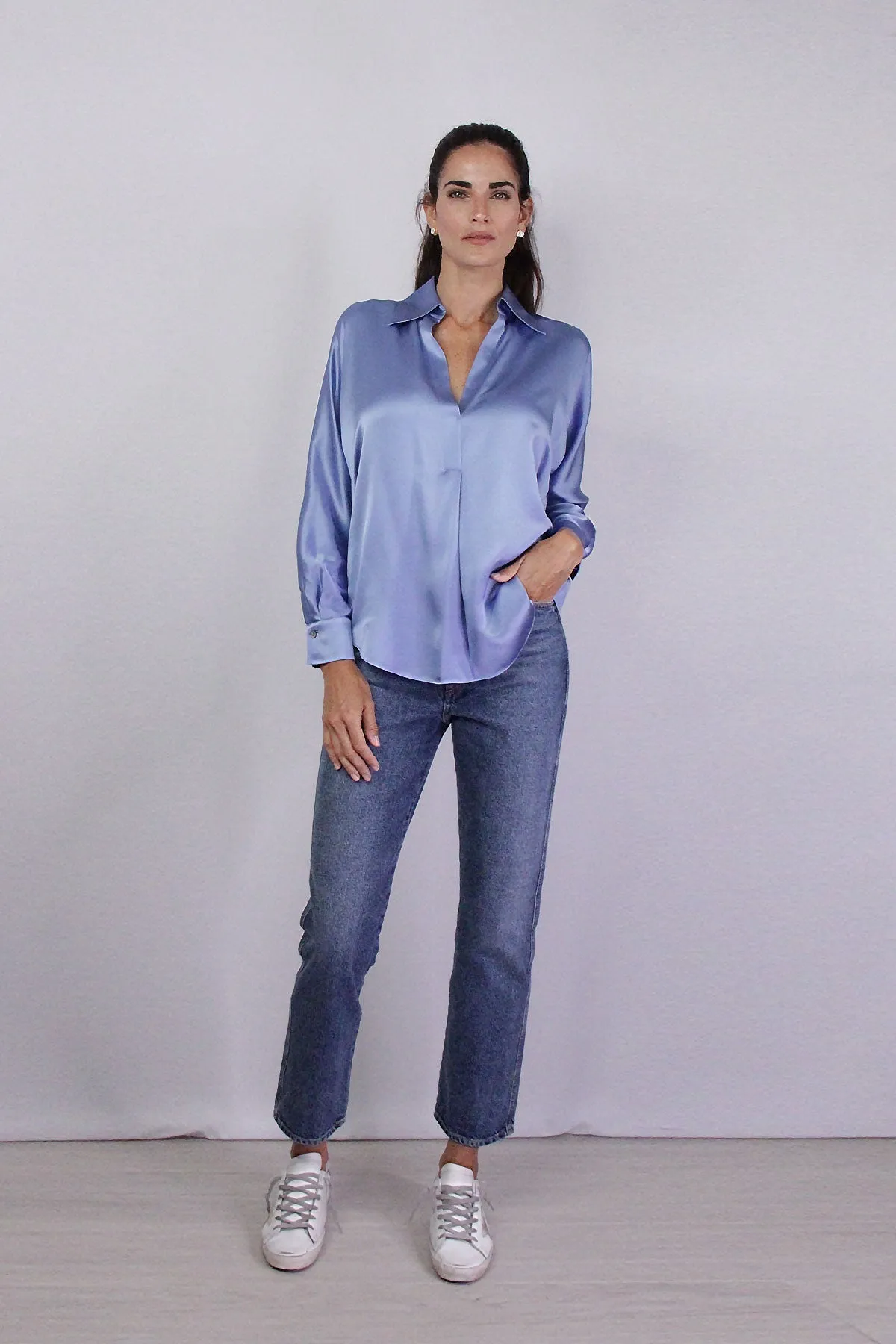 Silk Shaped Collar Popover in Kyanite