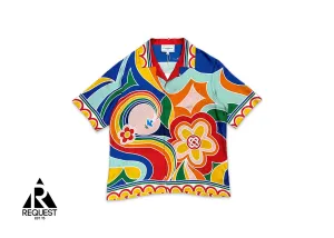 Silk Twill Cuban Collar S/S Button Up "Le Pouvoir Des Fleures"