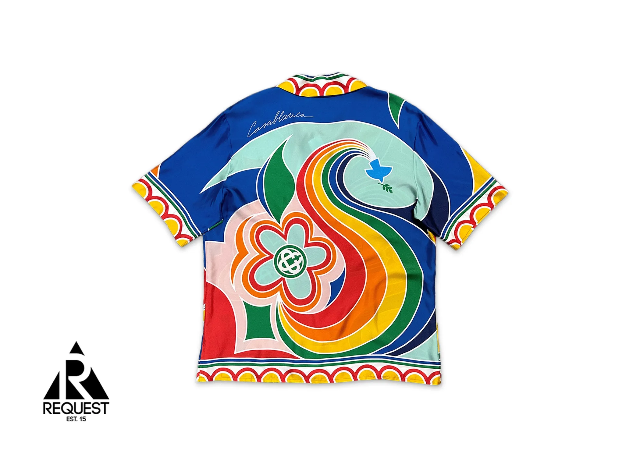 Silk Twill Cuban Collar S/S Button Up "Le Pouvoir Des Fleures"