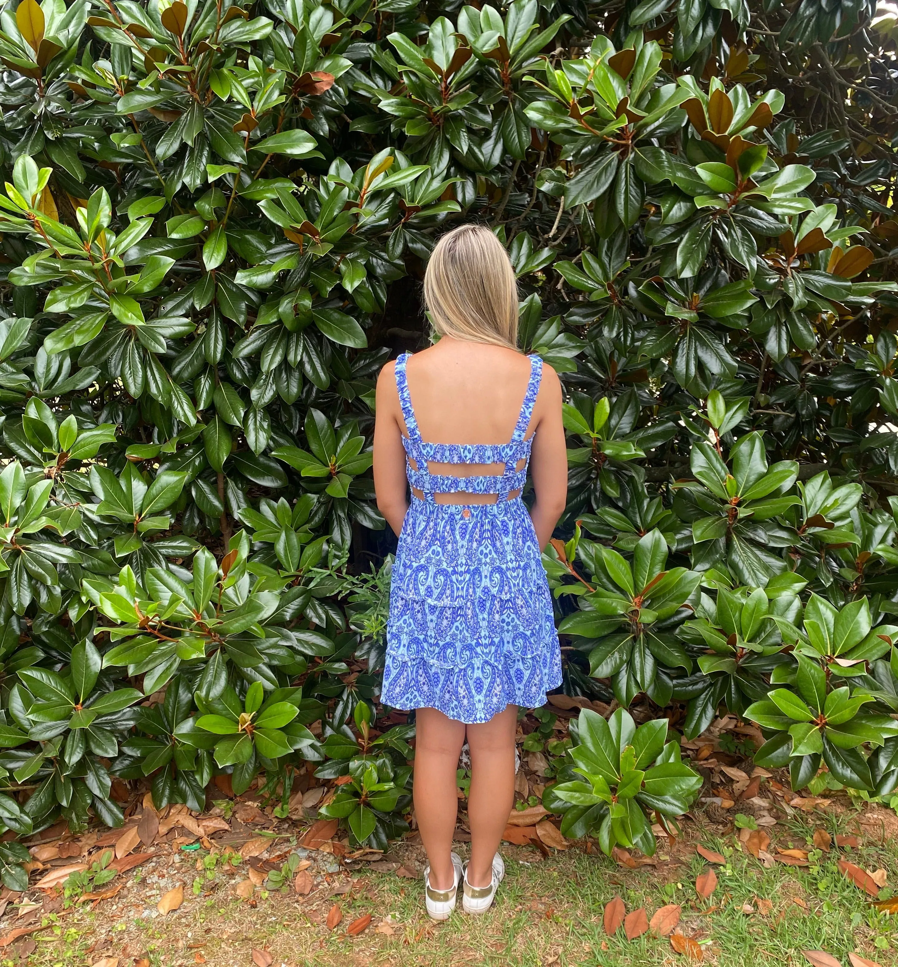 Simply Southern Blue Paisley Tiered Tank Dress