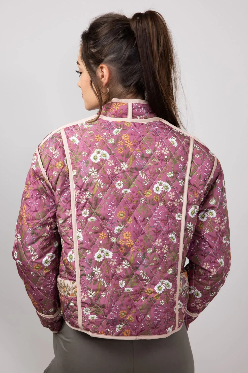 Simply Southern Reversible Quilted Floral Jacket for Women in Tan/Pink | PP-0224-JKT-REVERSIBLE-TANFLD