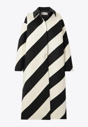 Single-Breasted Oversized Striped Coat