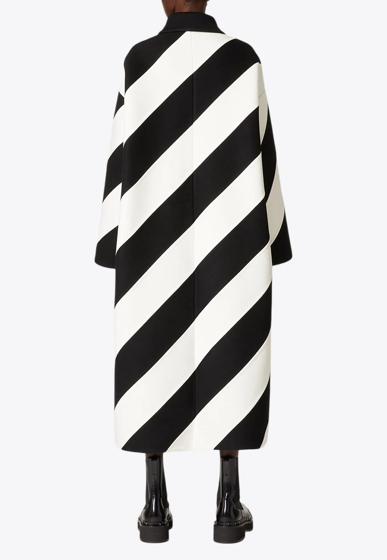 Single-Breasted Oversized Striped Coat