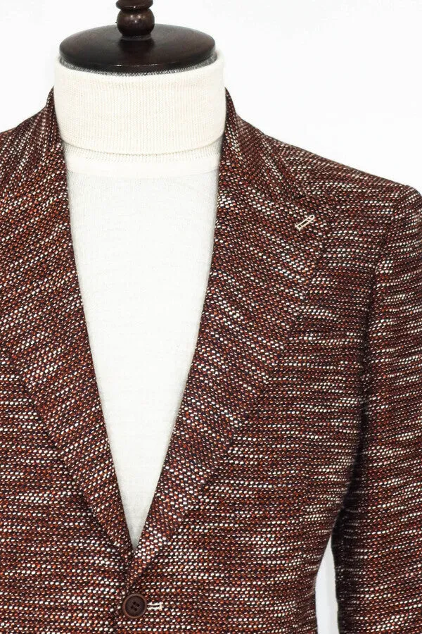 Slim Fit Patterned Sport Brown Men Blazer - Wessi
