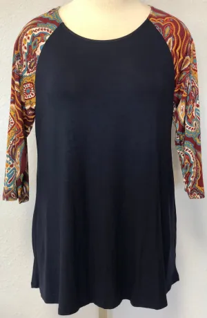 SOLID PRINT CONTRAST TOP