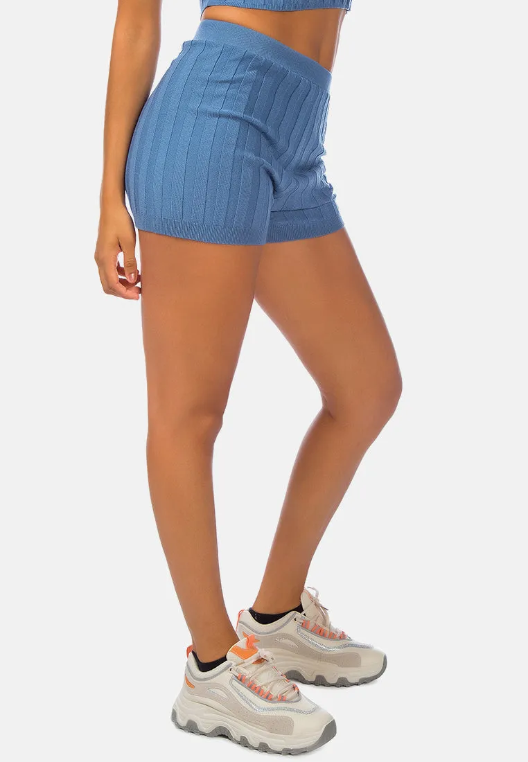 Solid Rib Knit Shorts