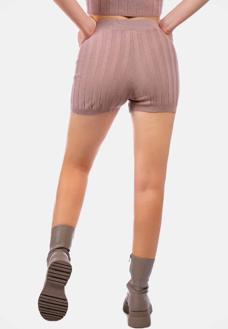 Solid Rib Knit Shorts