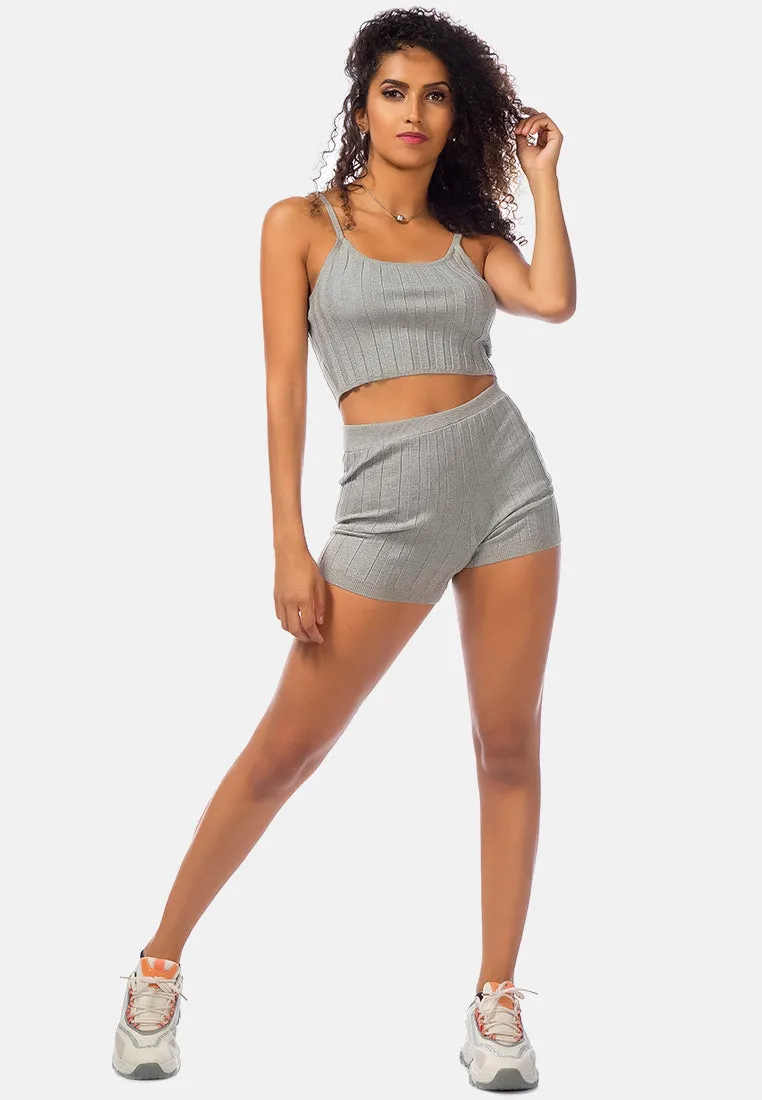 Solid Rib Knit Shorts